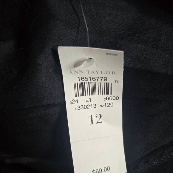 Ann Taylor Criss Cross Back Top Size 12 Black Short Sleeve NEW - Picture 5 of 5